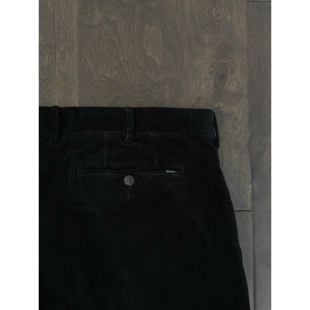 Polo Ralph Lauren Mens Black Corduroy Stretch Classic Fit Pants 40X30 Flat Front